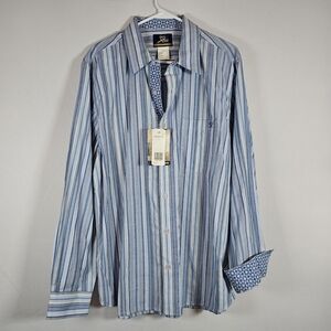 Twenty Xtreme Wrangler Blue Striped Men's Shirt Size Large Flip Cuff NWT
